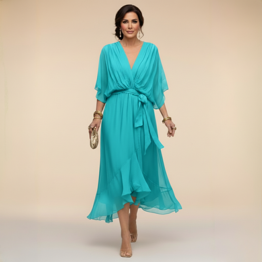 MARTA™ | VESTIDO DE CHIFÓN CON ESCOTE EN V