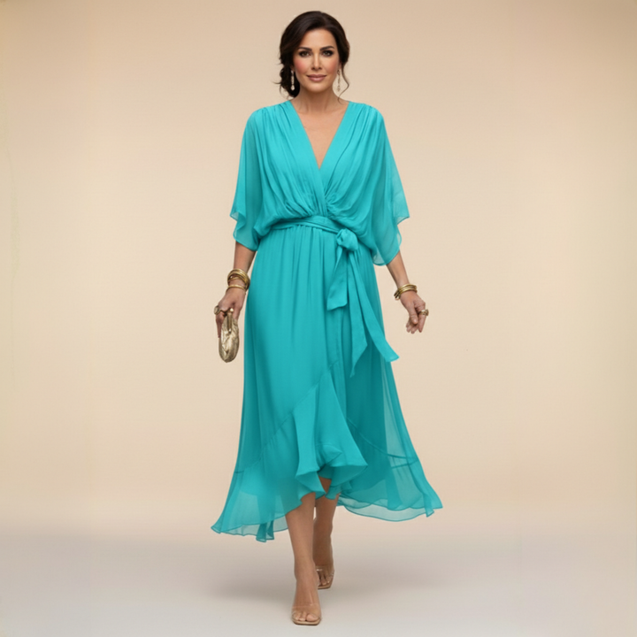 MARTA™ | VESTIDO DE CHIFÓN CON ESCOTE EN V