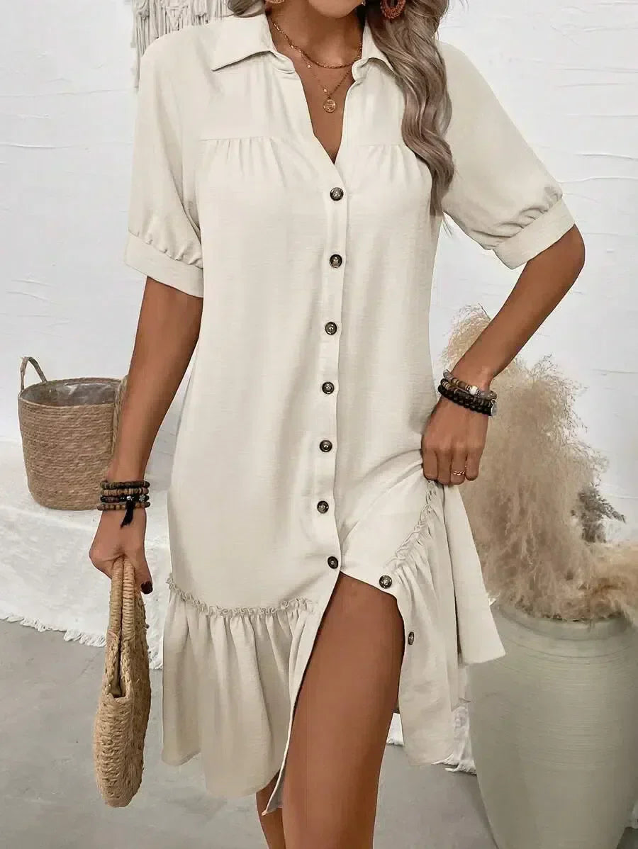 Aliyah – Vestido con volantes en el bajo y botones