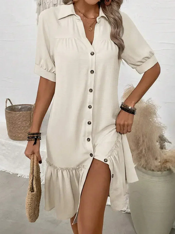 Aliyah – Vestido con volantes en el bajo y botones