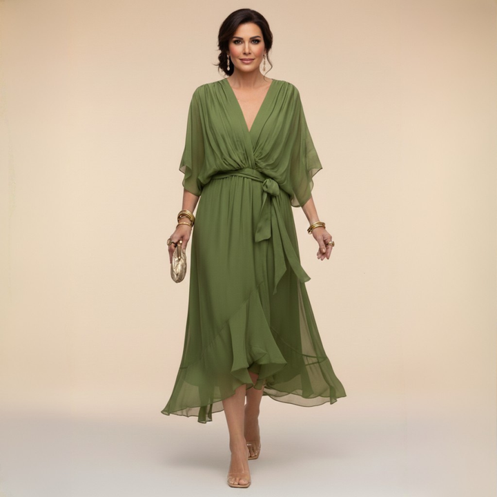 MARTA™ | VESTIDO DE CHIFÓN CON ESCOTE EN V
