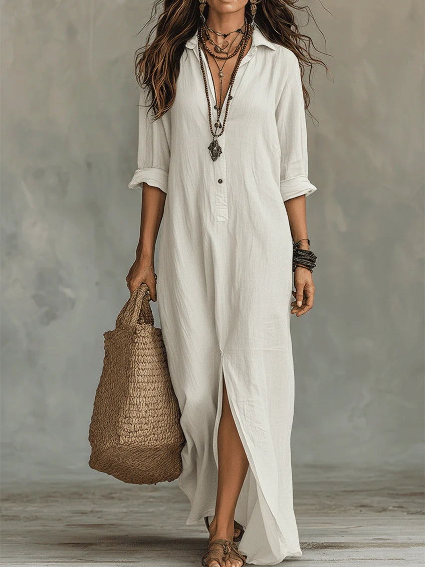 SAULE | Vestido largo de corte sencillo y favorecedor. Ropa versátil para el día a día.
