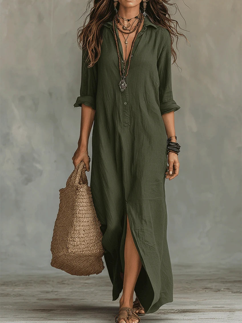 SAULE | Vestido largo de corte sencillo y favorecedor. Ropa versátil para el día a día.