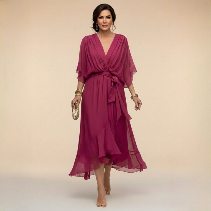 MARTA™ | VESTIDO DE CHIFÓN CON ESCOTE EN V