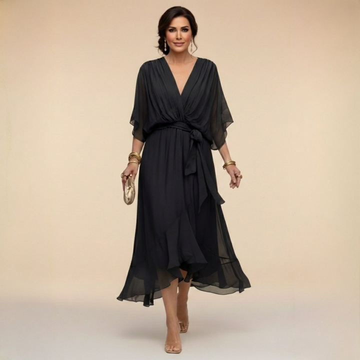 MARTA™ | VESTIDO DE CHIFÓN CON ESCOTE EN V