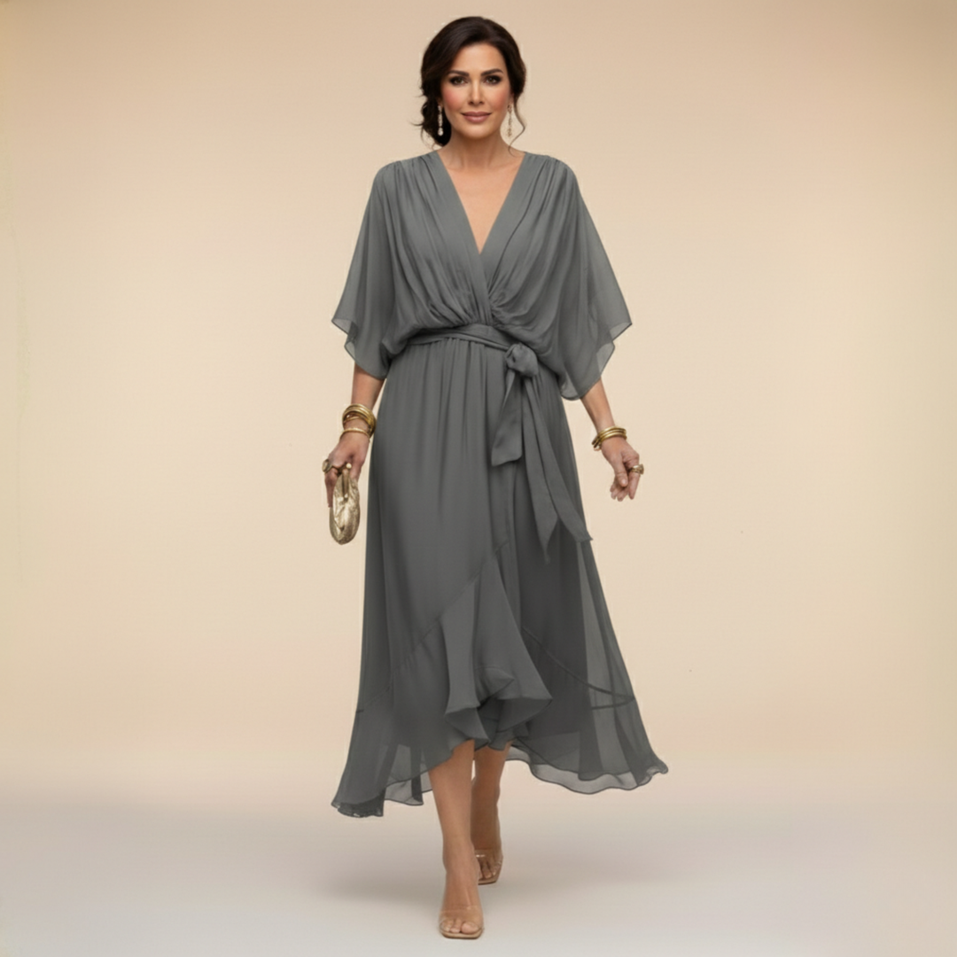 MARTA™ | VESTIDO DE CHIFÓN CON ESCOTE EN V