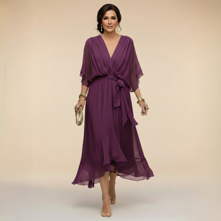 MARTA™ | VESTIDO DE CHIFÓN CON ESCOTE EN V