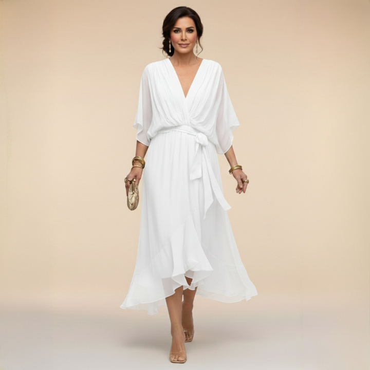 MARTA™ | VESTIDO DE CHIFÓN CON ESCOTE EN V