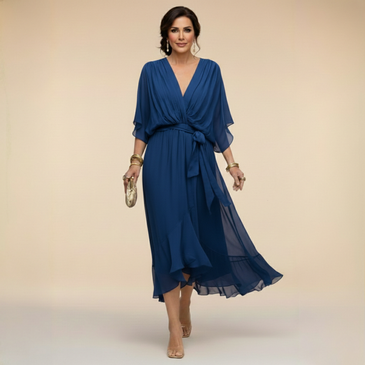 MARTA™ | VESTIDO DE CHIFÓN CON ESCOTE EN V