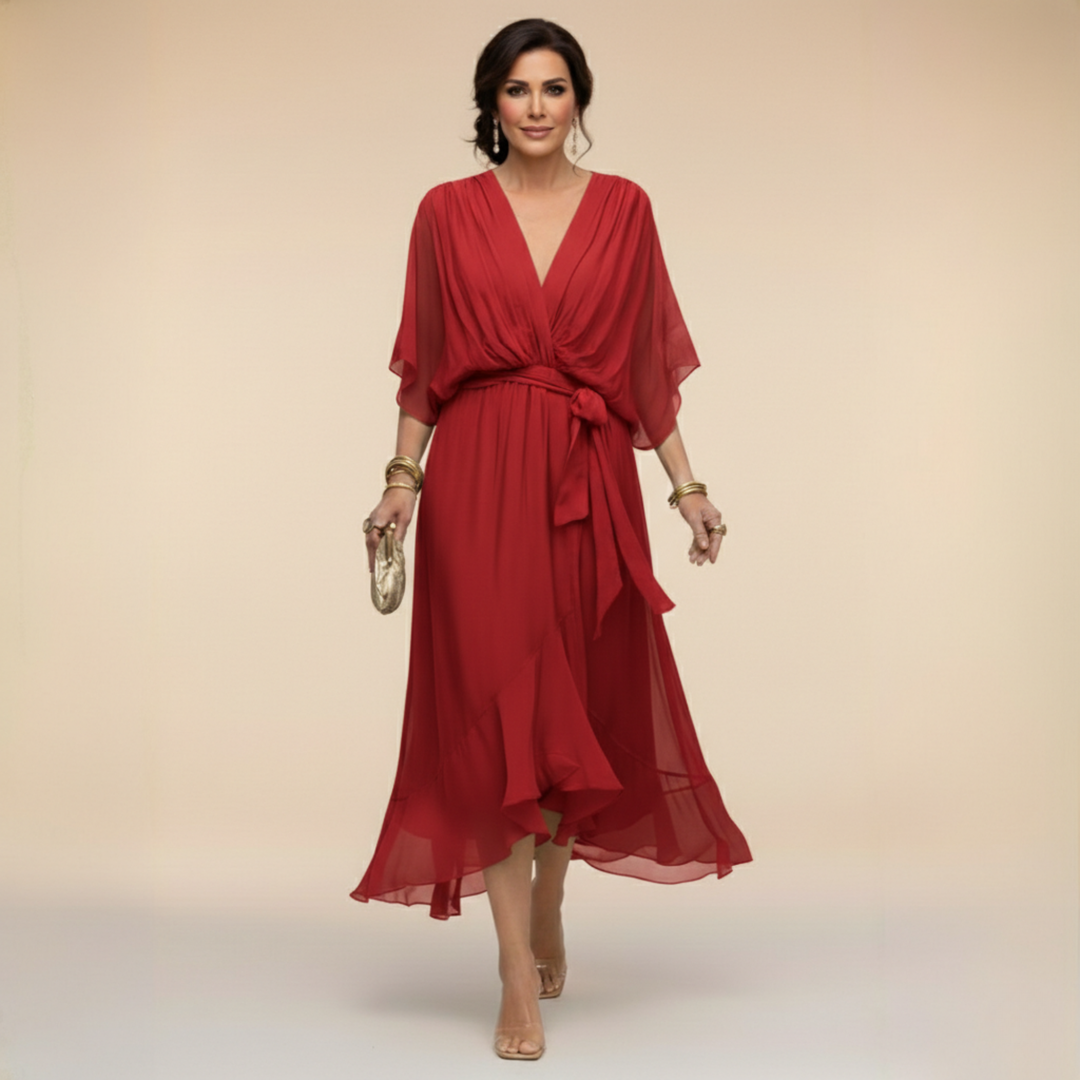 MARTA™ | VESTIDO DE CHIFÓN CON ESCOTE EN V