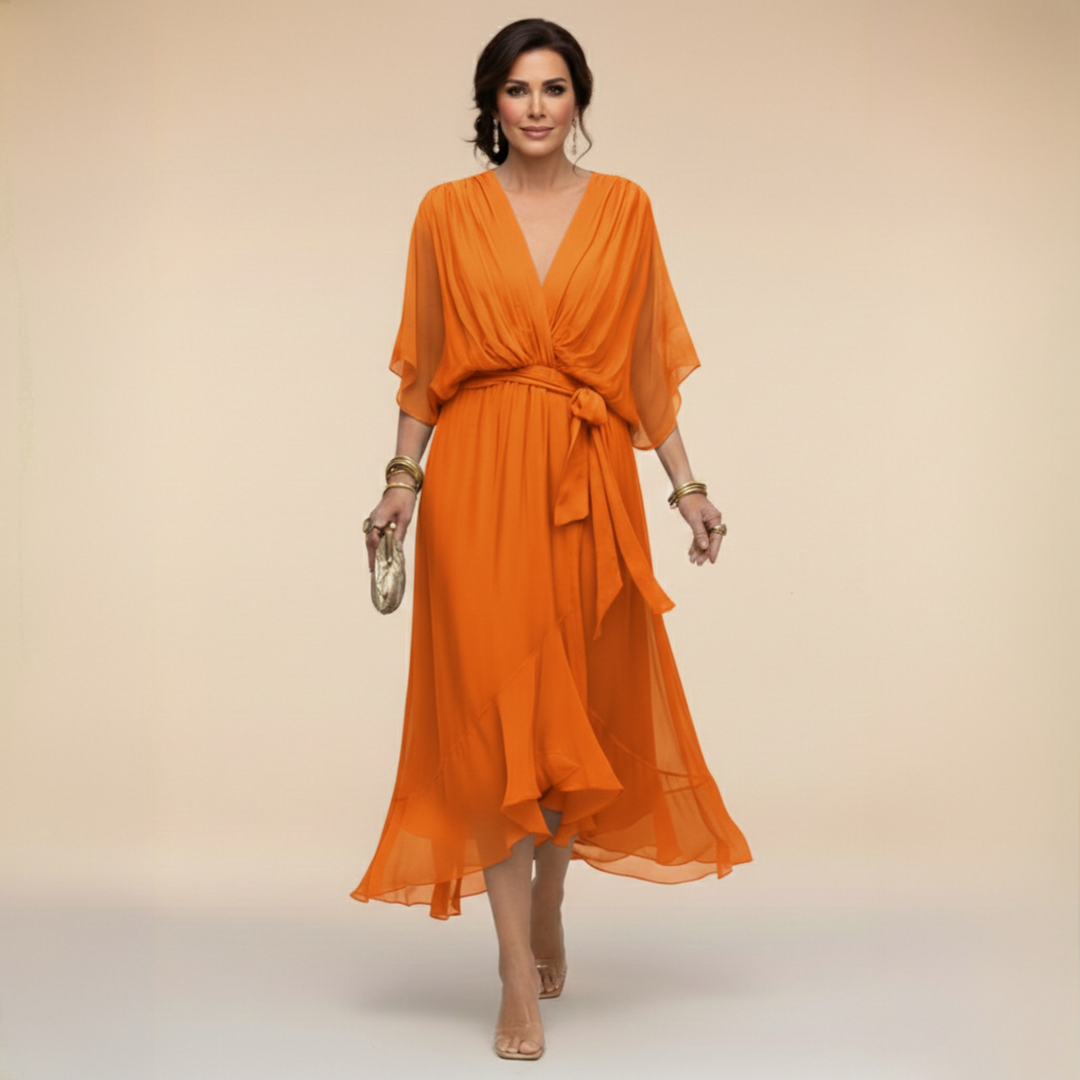 MARTA™ | VESTIDO DE CHIFÓN CON ESCOTE EN V