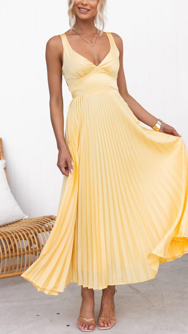 Aby - Elegante vestido largo plisado