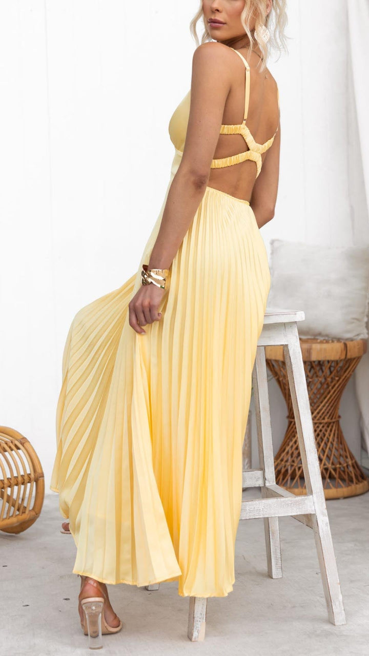 Aby - Elegante vestido largo plisado