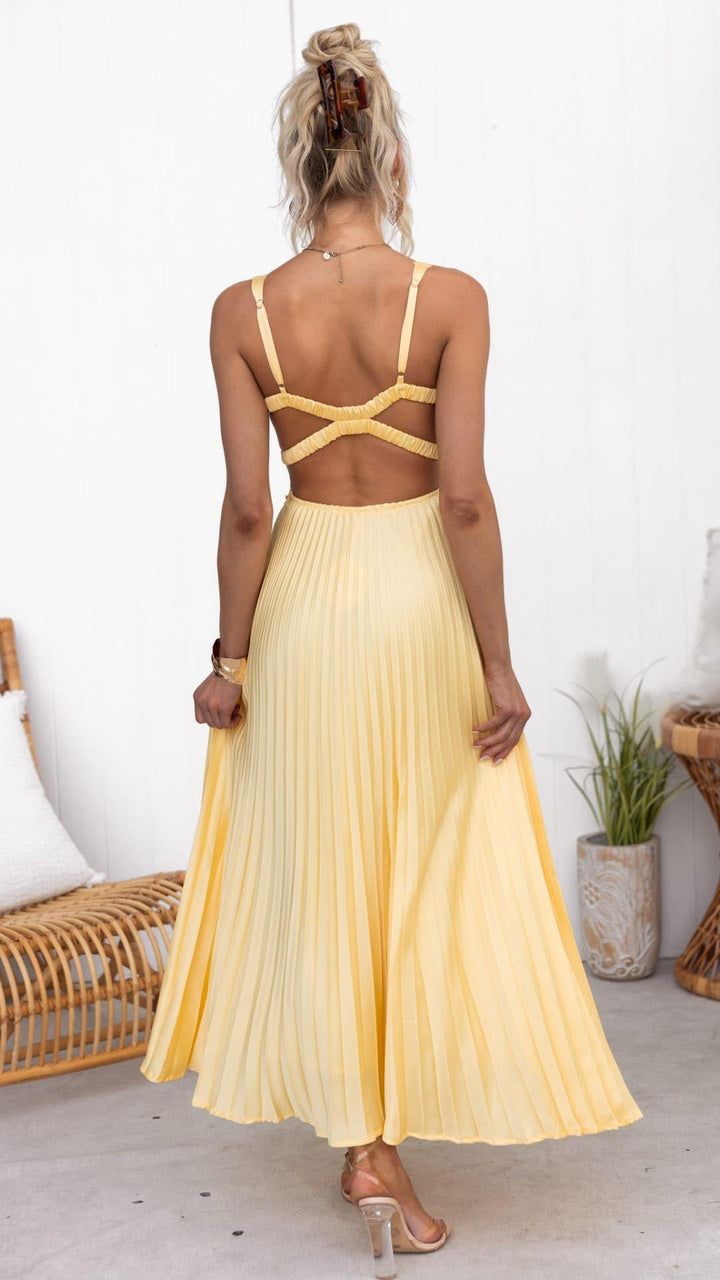 Aby - Elegante vestido largo plisado