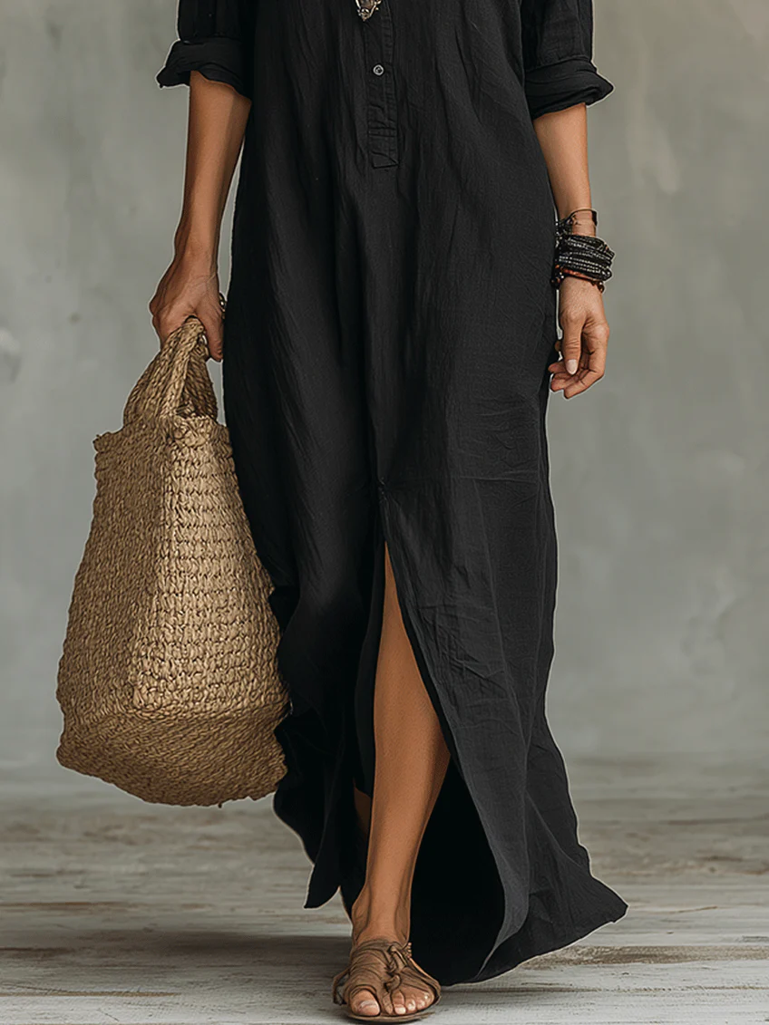 SAULE | Vestido largo de corte sencillo y favorecedor. Ropa versátil para el día a día.