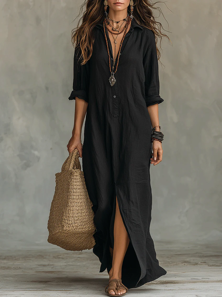 SAULE | Vestido largo de corte sencillo y favorecedor. Ropa versátil para el día a día.