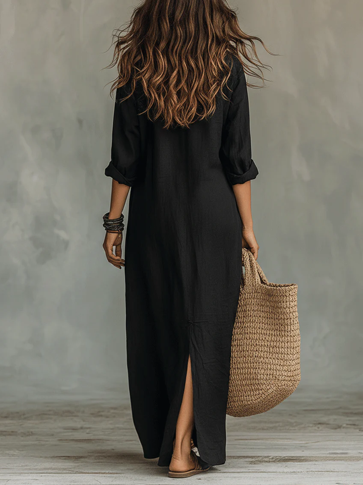 SAULE | Vestido largo de corte sencillo y favorecedor. Ropa versátil para el día a día.