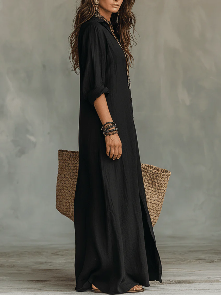 SAULE | Vestido largo de corte sencillo y favorecedor. Ropa versátil para el día a día.