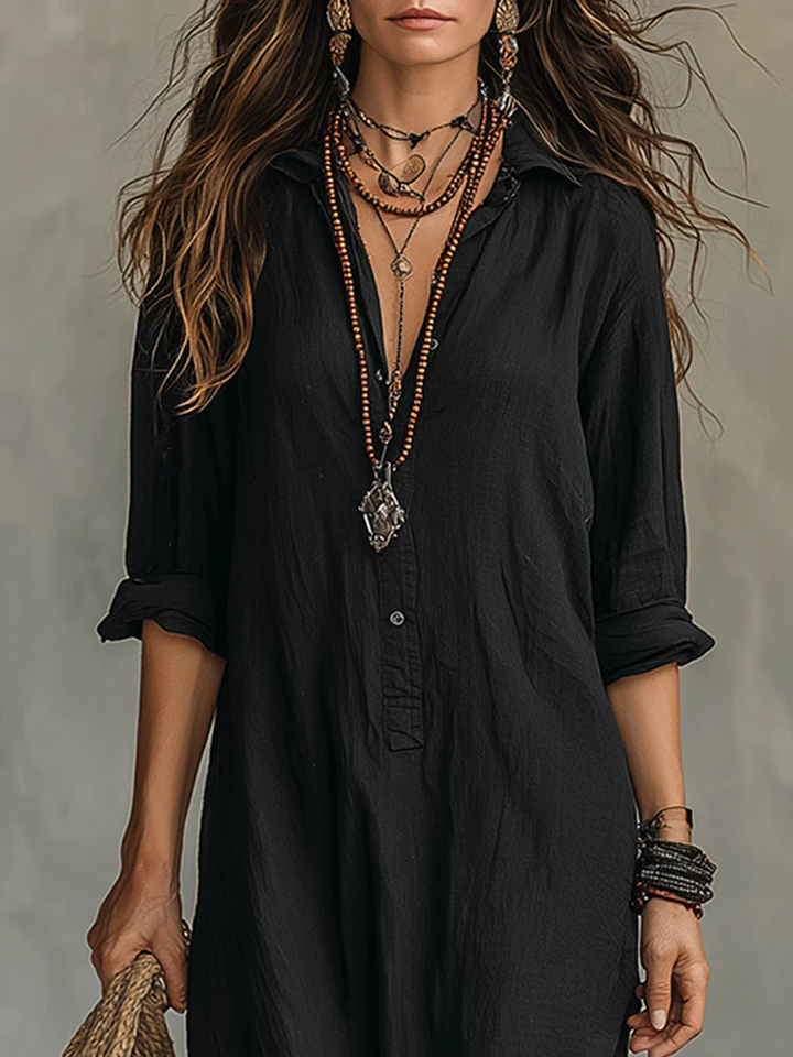 SAULE | Vestido largo de corte sencillo y favorecedor. Ropa versátil para el día a día.
