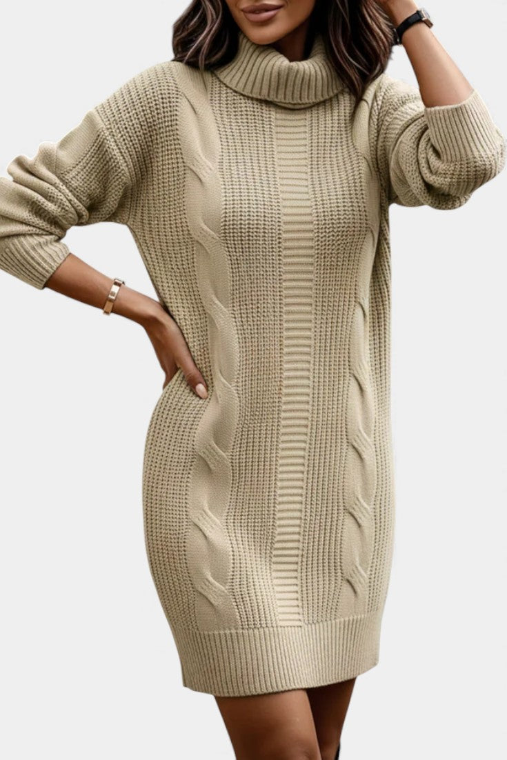 Taciana | Vestido de punto liso con cuello alto