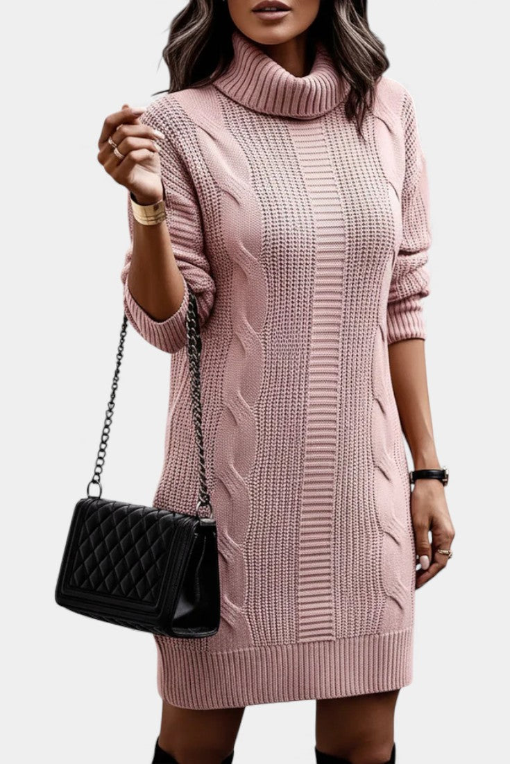 Taciana | Vestido de punto liso con cuello alto
