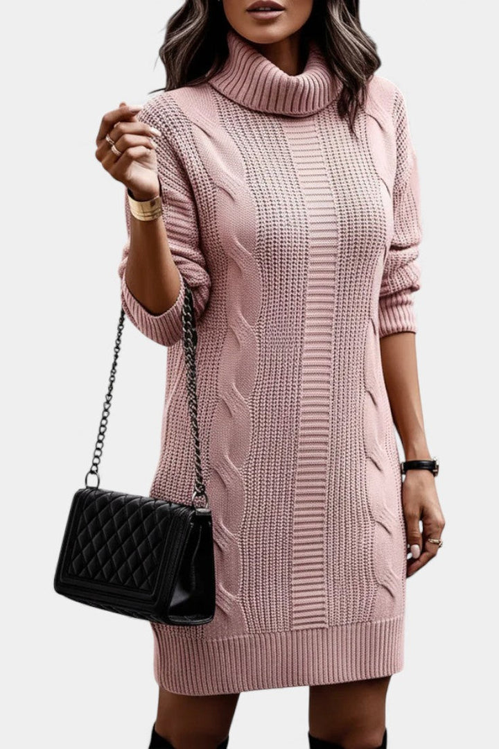 Taciana | Vestido de punto liso con cuello alto