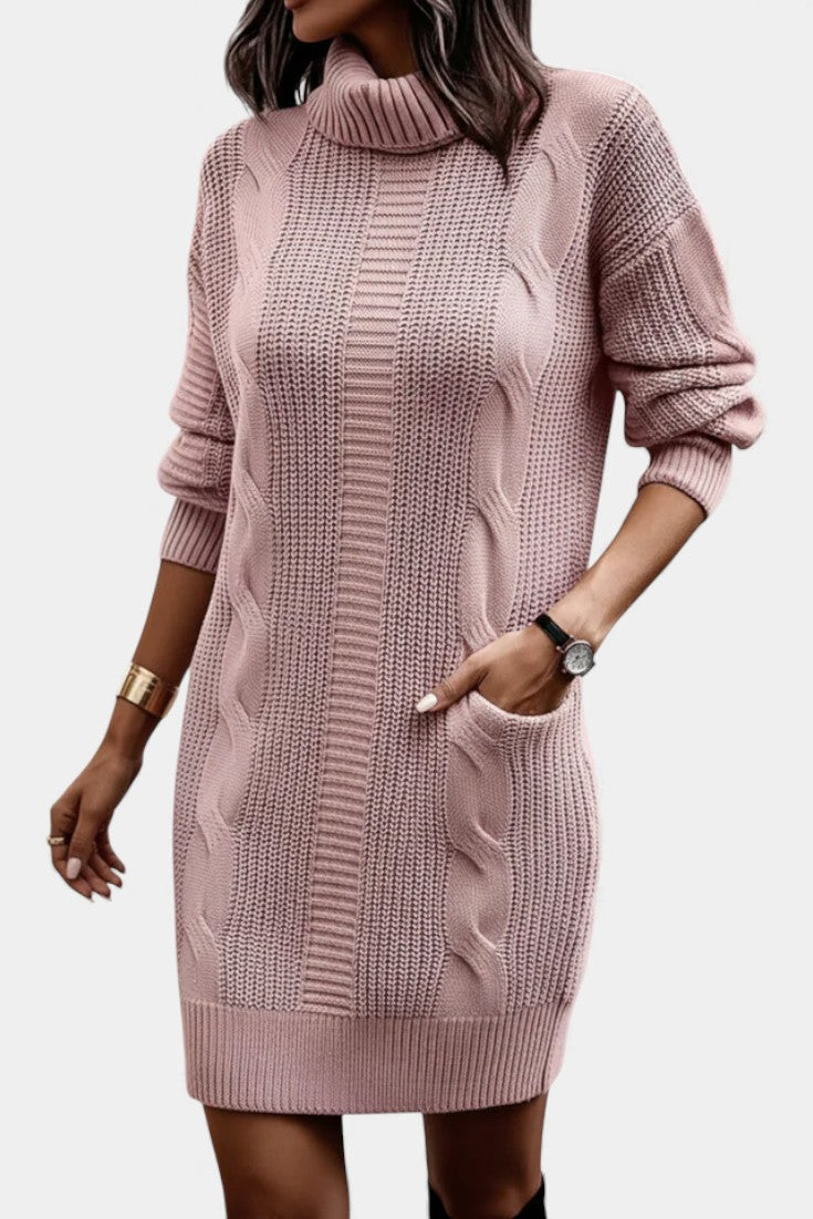 Taciana | Vestido de punto liso con cuello alto