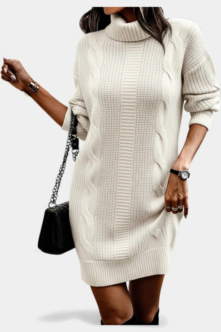 Taciana | Vestido de punto liso con cuello alto