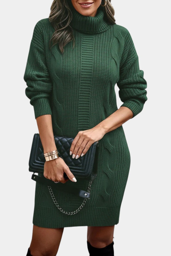 Taciana | Vestido de punto liso con cuello alto