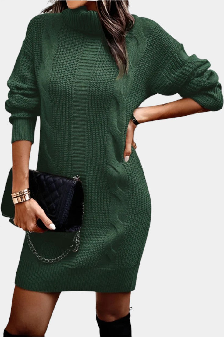 Taciana | Vestido de punto liso con cuello alto