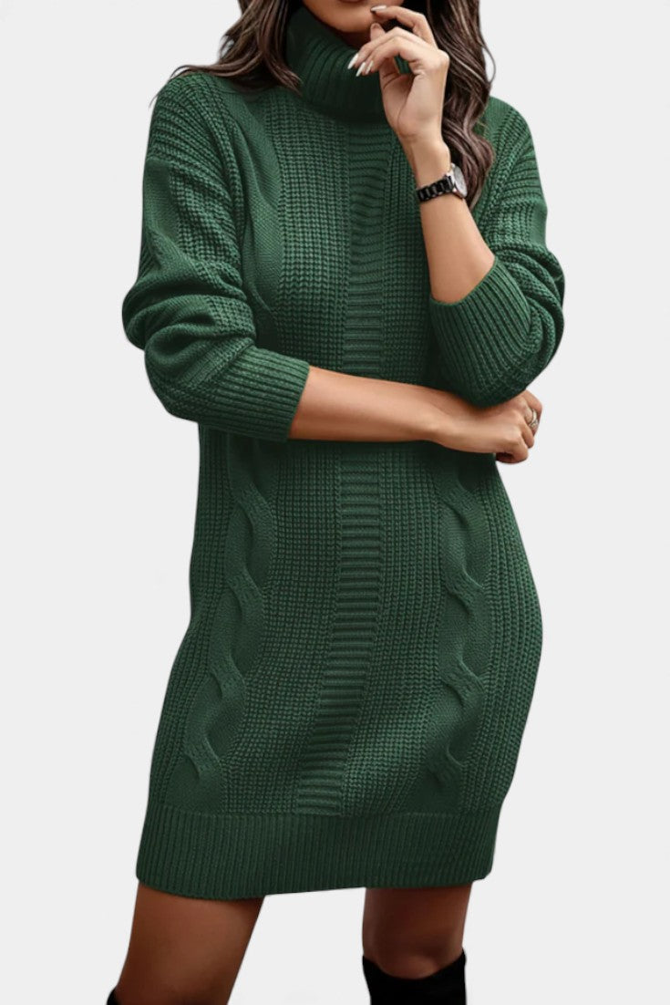 Taciana | Vestido de punto liso con cuello alto