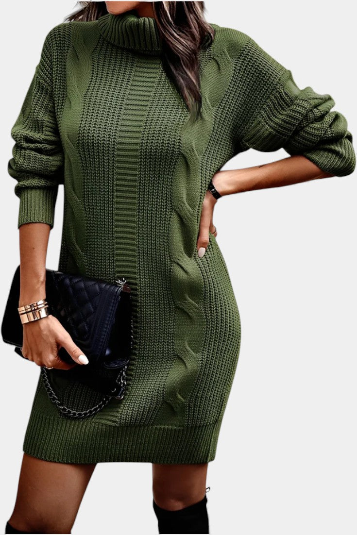 Taciana | Vestido de punto liso con cuello alto