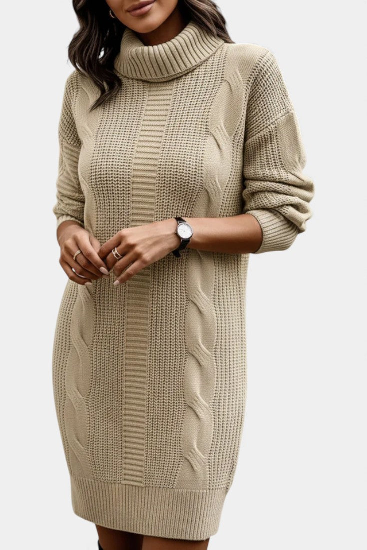 Taciana | Vestido de punto liso con cuello alto
